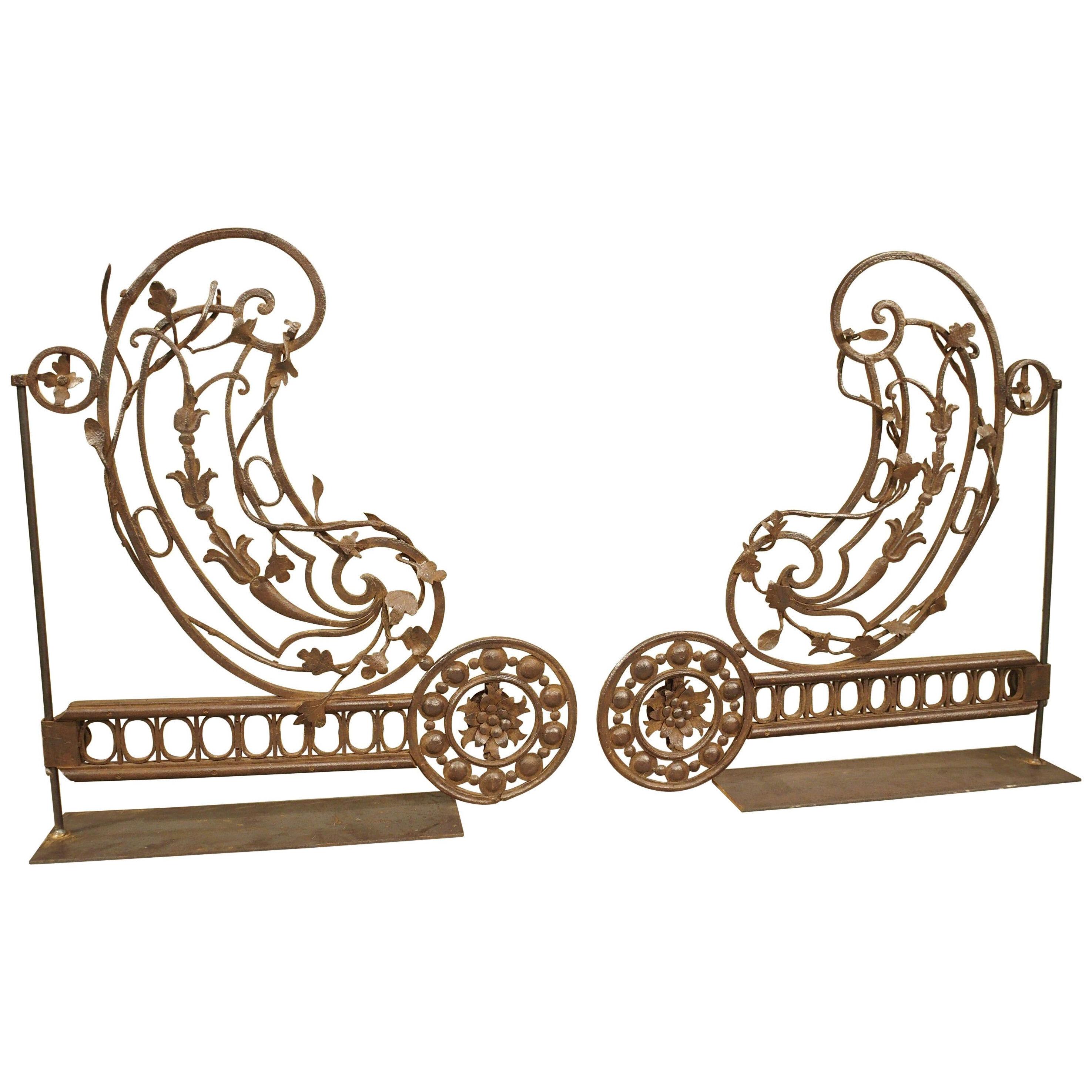 Unusual Pair of Mounted 18th Century Wrought Iron Brackets from France