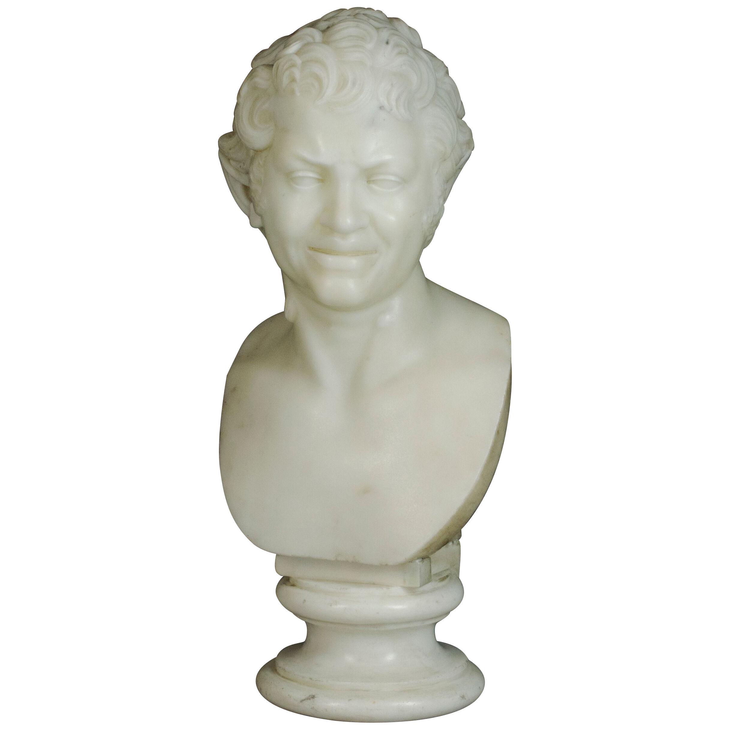 Italian White Marble Bust of the Albani Faun