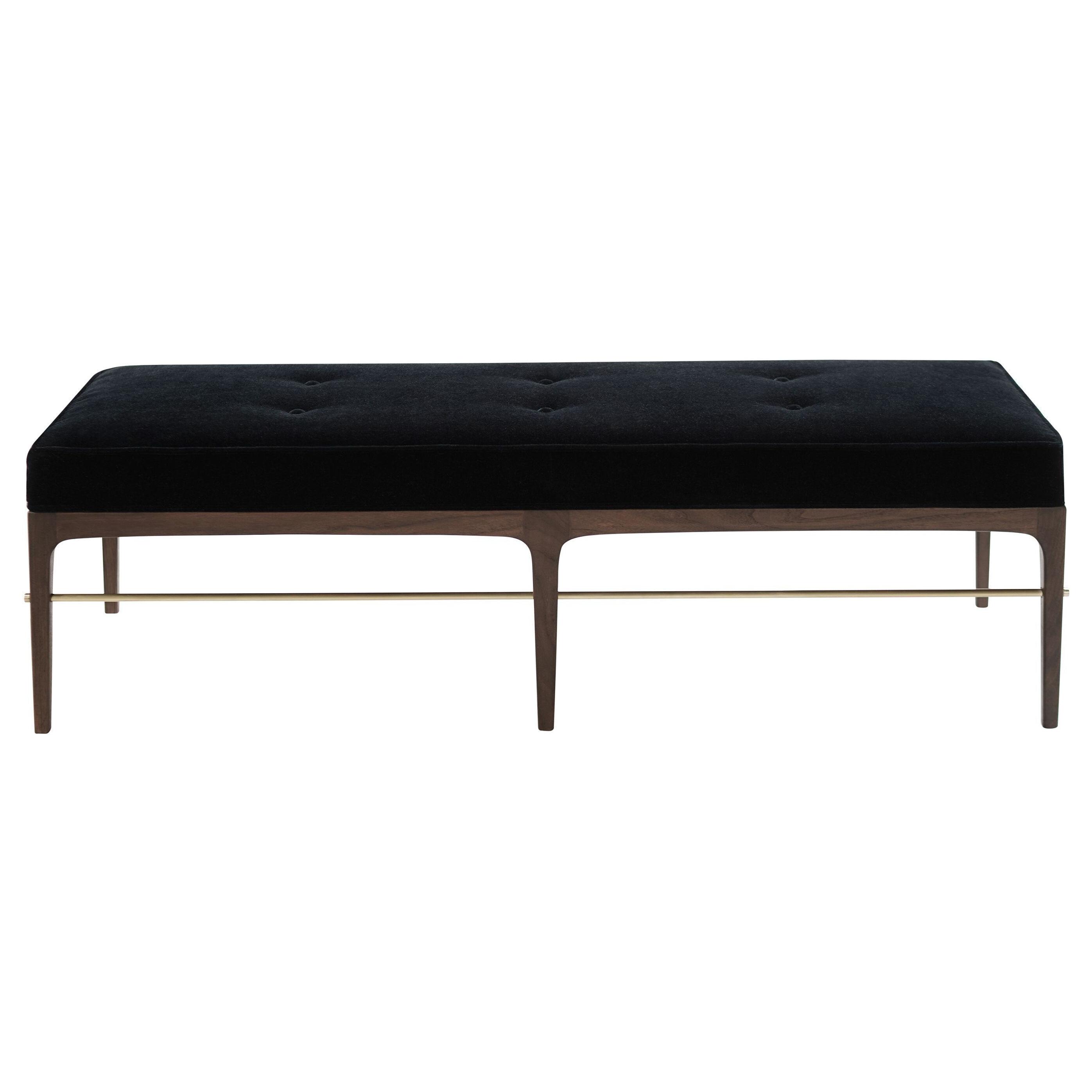 Linear Bench in Navy Blue Mohair by Stamford Modern