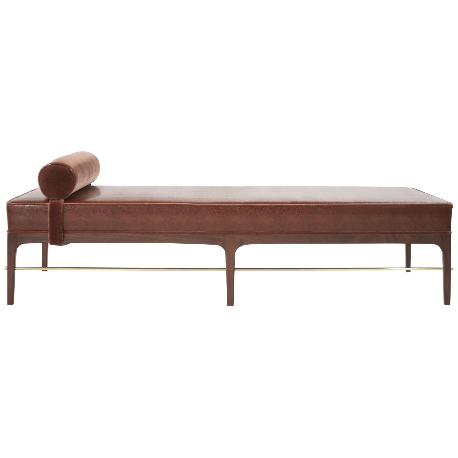 Linear Daybed in Leather and Mohair by Stamford Modern