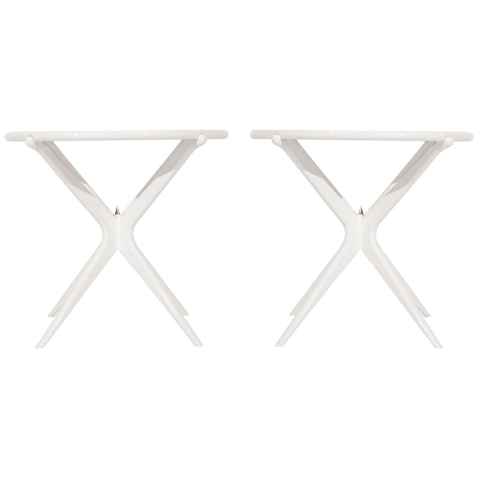 Gazelle V2 End Tables in White Lacquer by Stamford Modern
