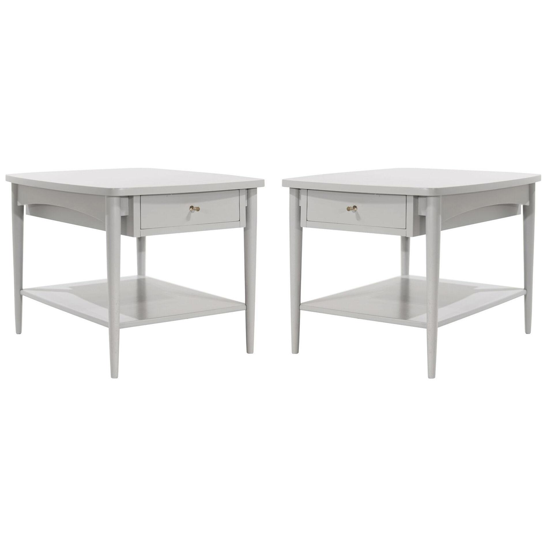 Mid-Century Modern End Tables in Grey Lacquer