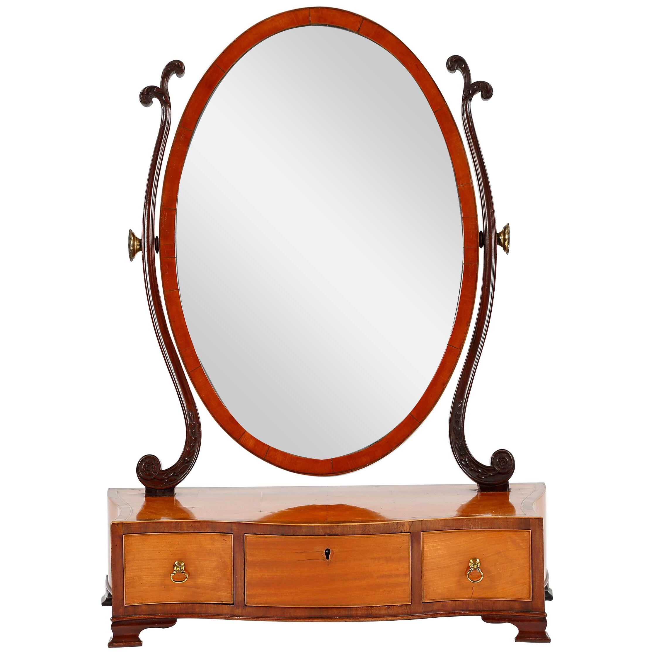 18th century satinwood toilet mirror