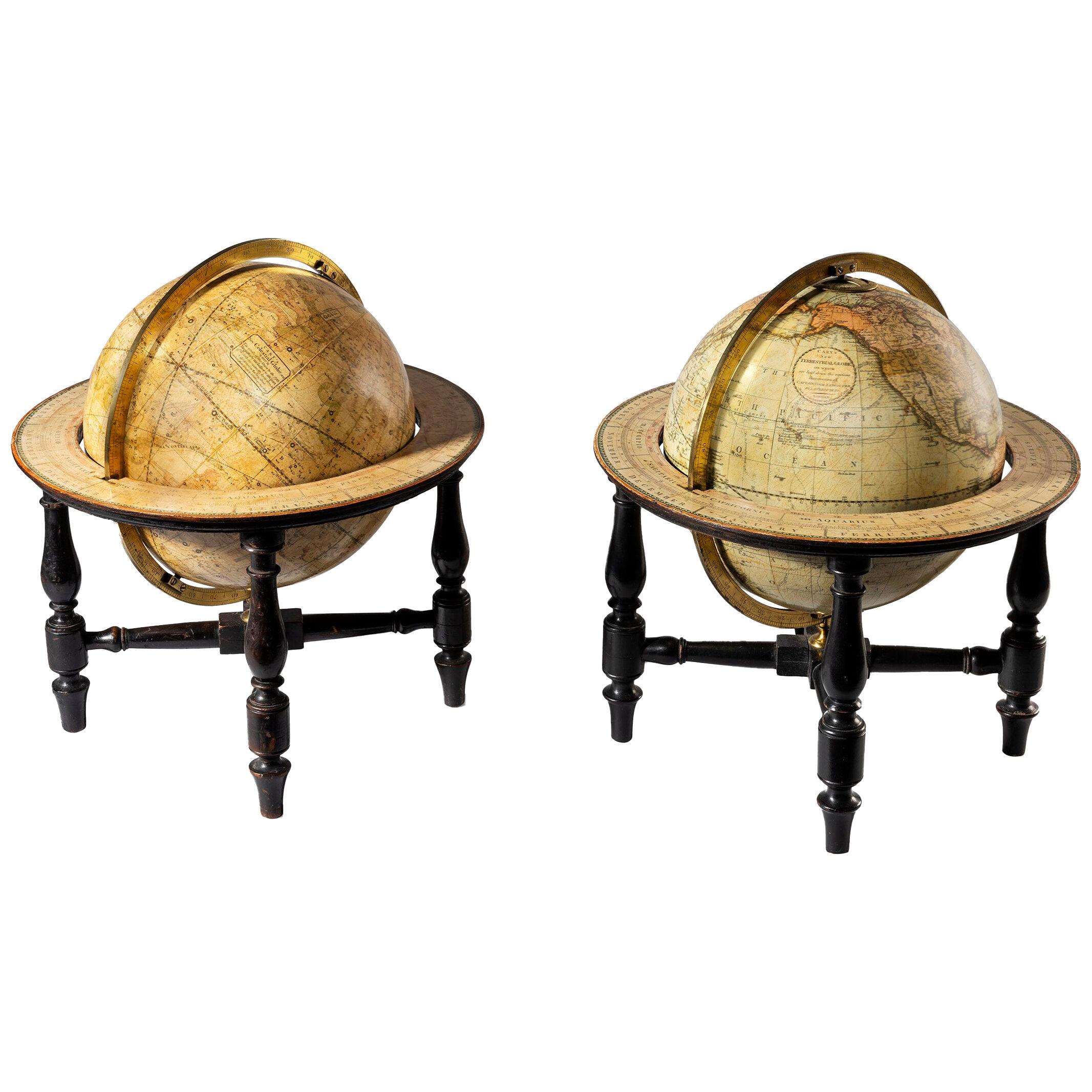 19th century pair of table globes by J.W Cary