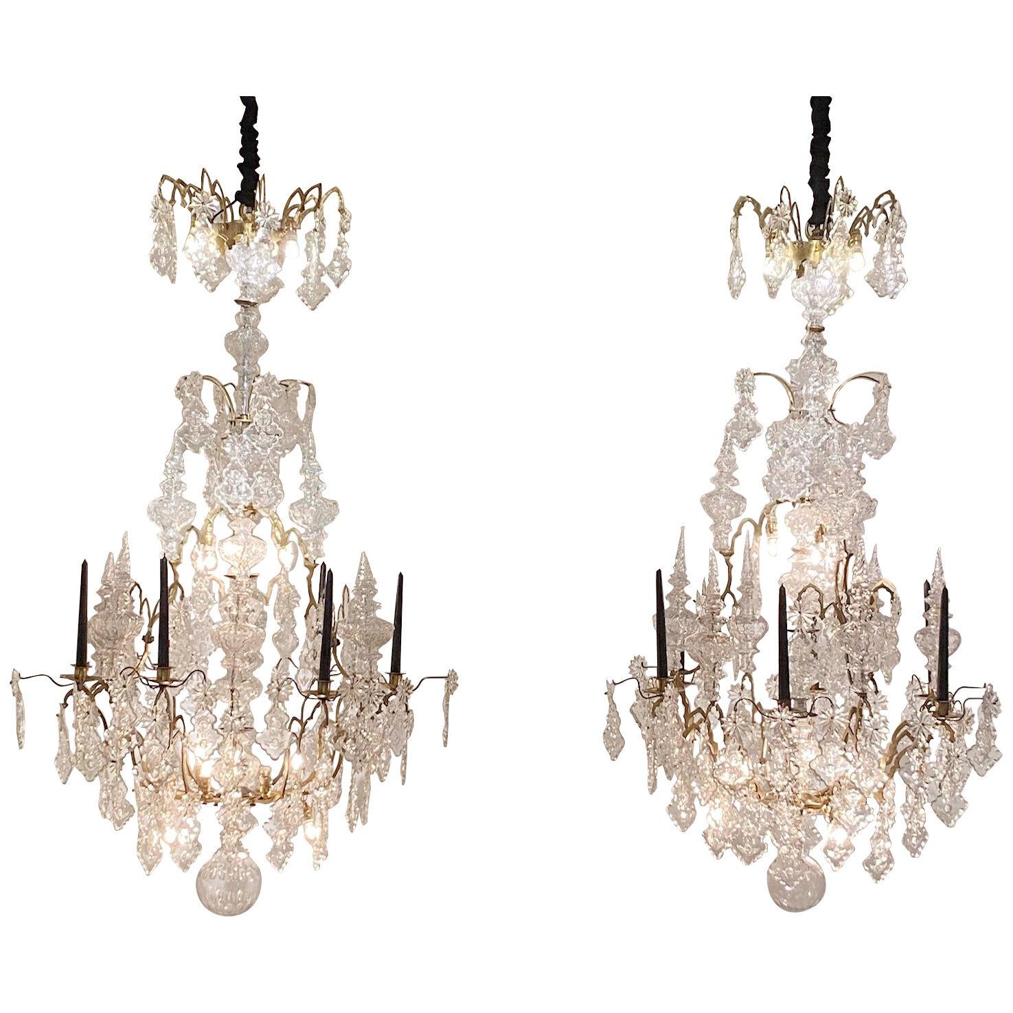 Pair of large exceptional mid 19th century chandeliers.
