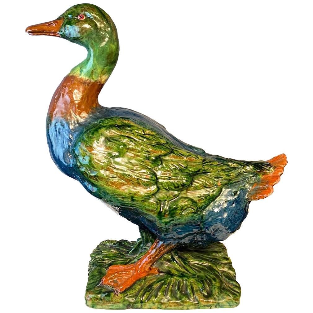 A large 19thC. terracotta duck by Bavent.