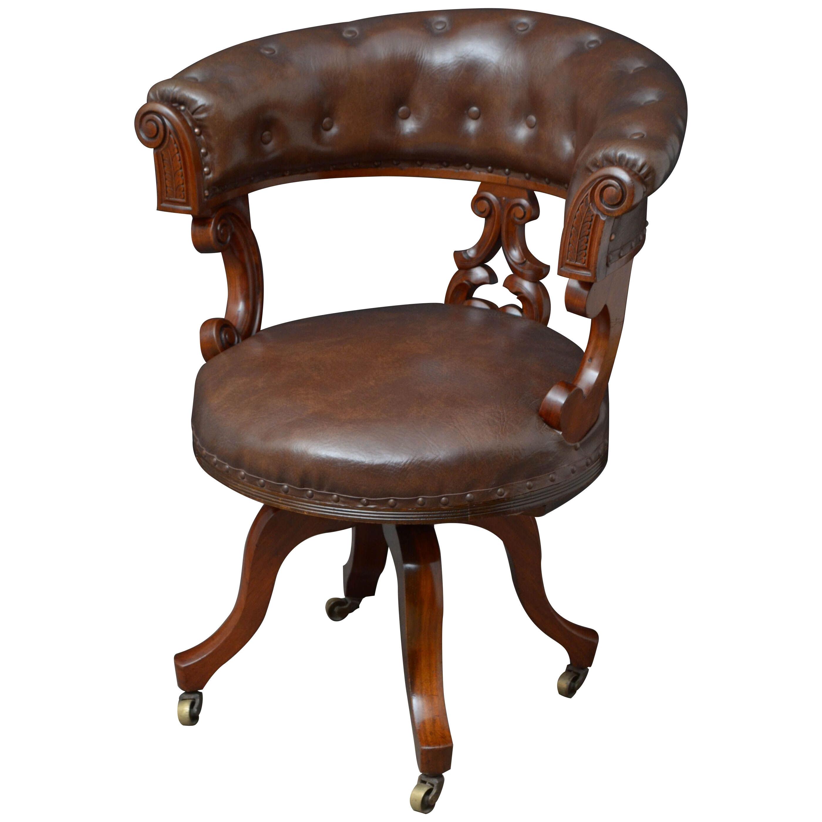 Victorian Walnut Revolving Desk Chair