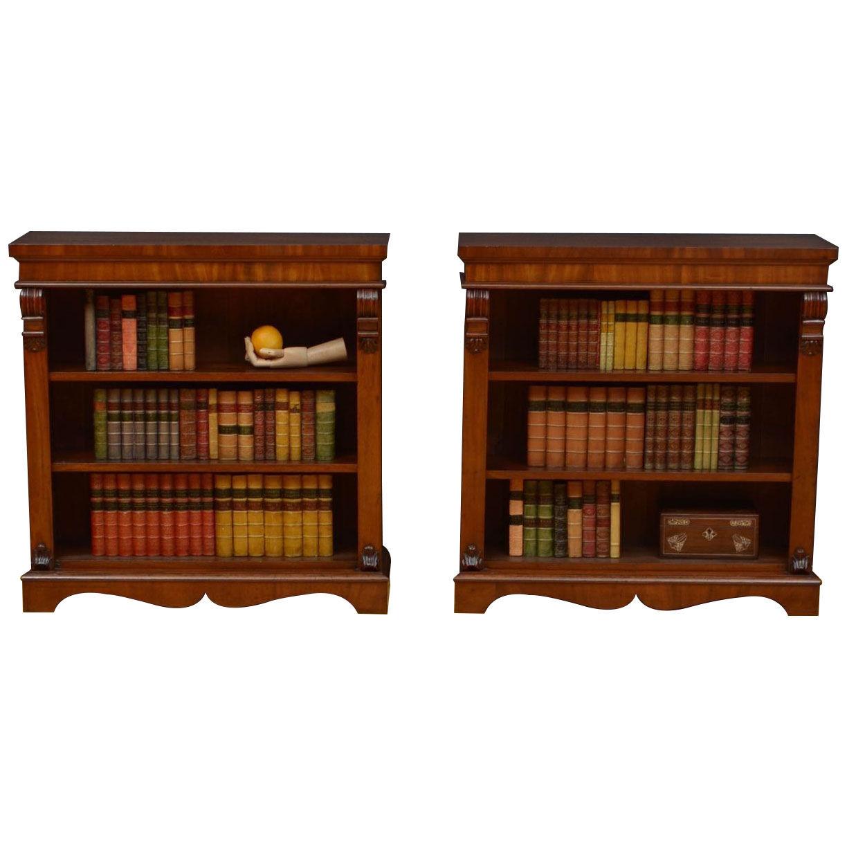Pair Of Victorian Open Bookcases in Mahogany