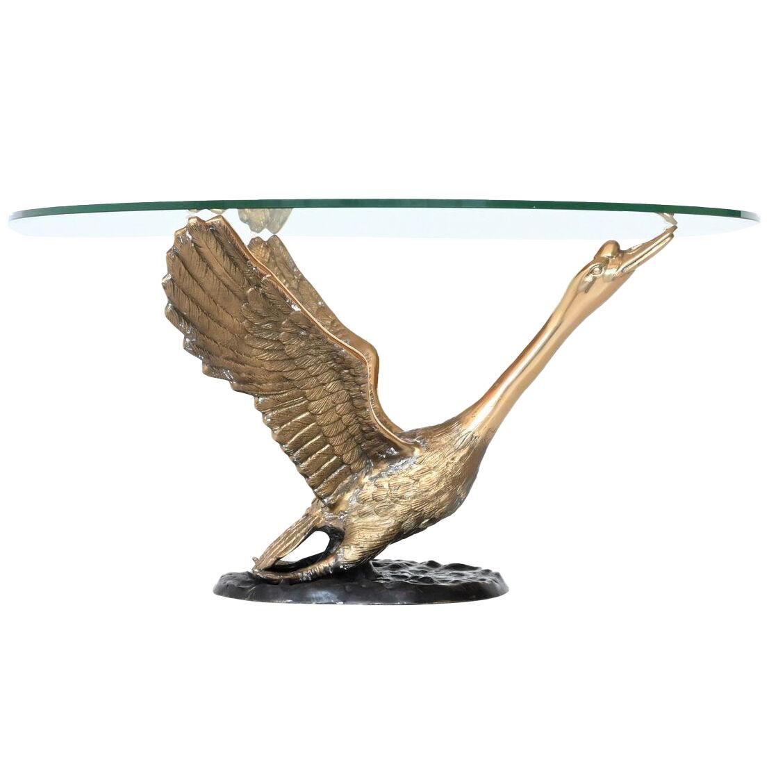 Maison Jansen style swan coffee table bronze France 1970