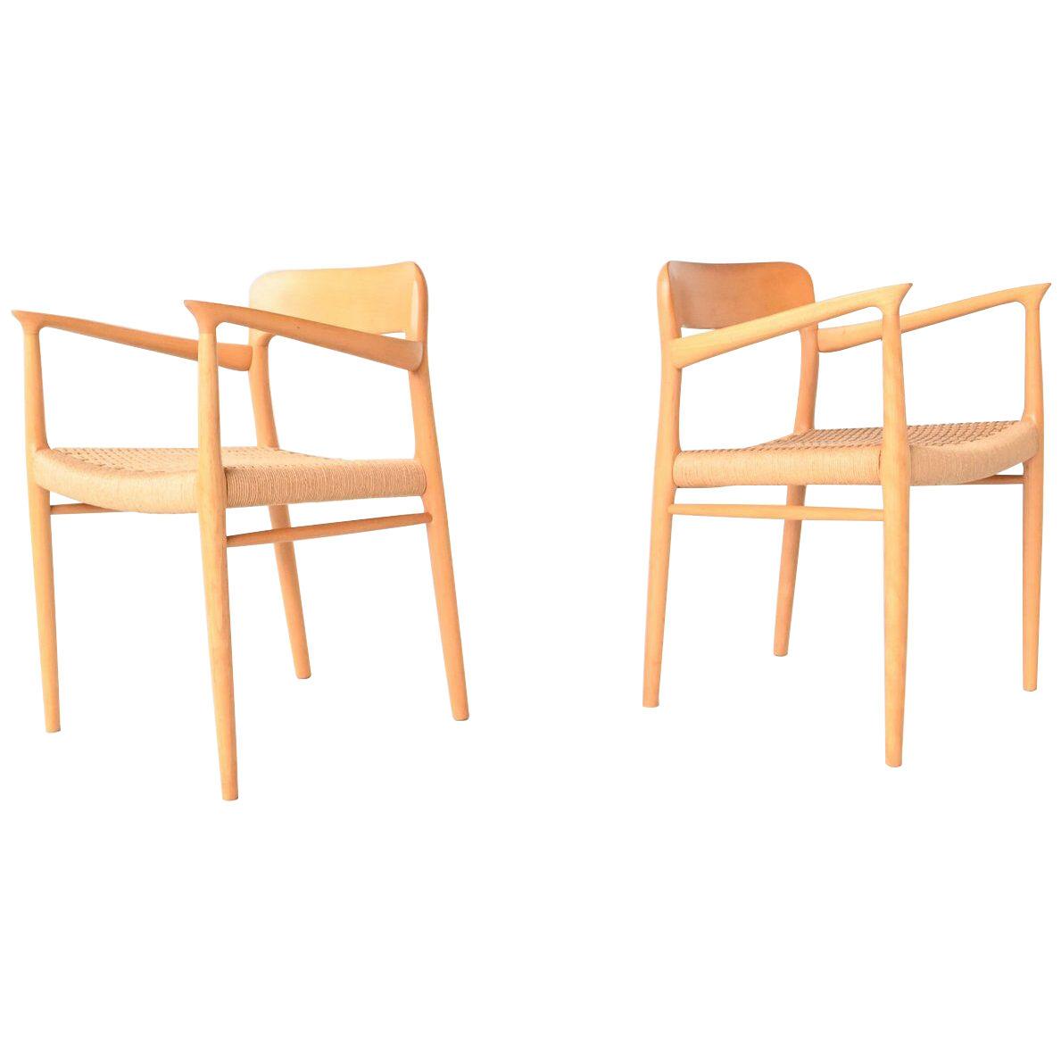 Niels Otto Moller model 56 pair of dining chairs Denmark 1954