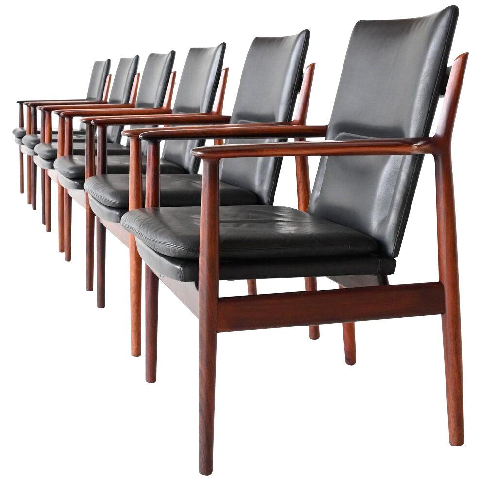 Arne Vodder model 432 armchairs rosewood Sibast Furniture Denmark 1960