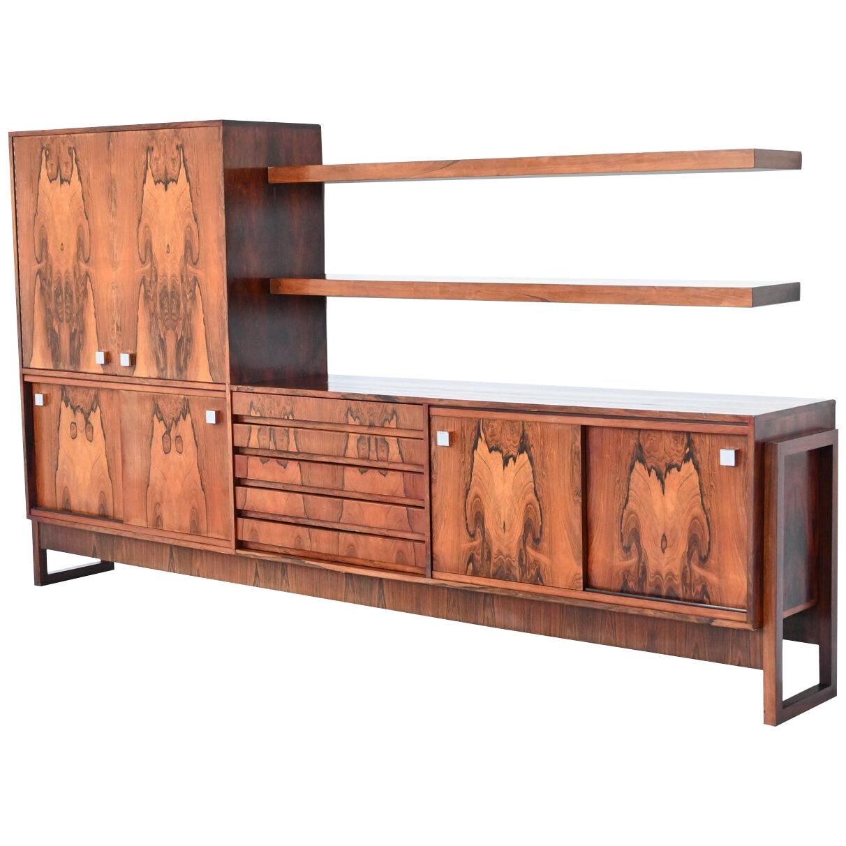Alfred Hendrickx style large rosewood sideboard Belgium 1960