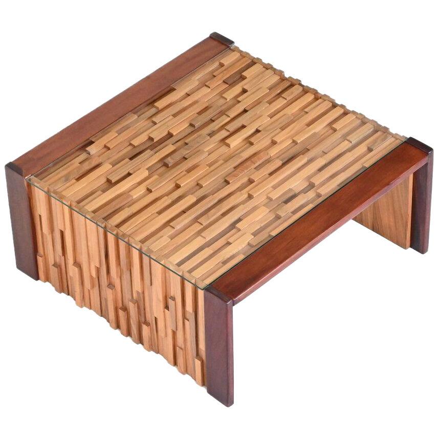 Percival Lafer sculptural coffee table mixed wood Brazil 1960