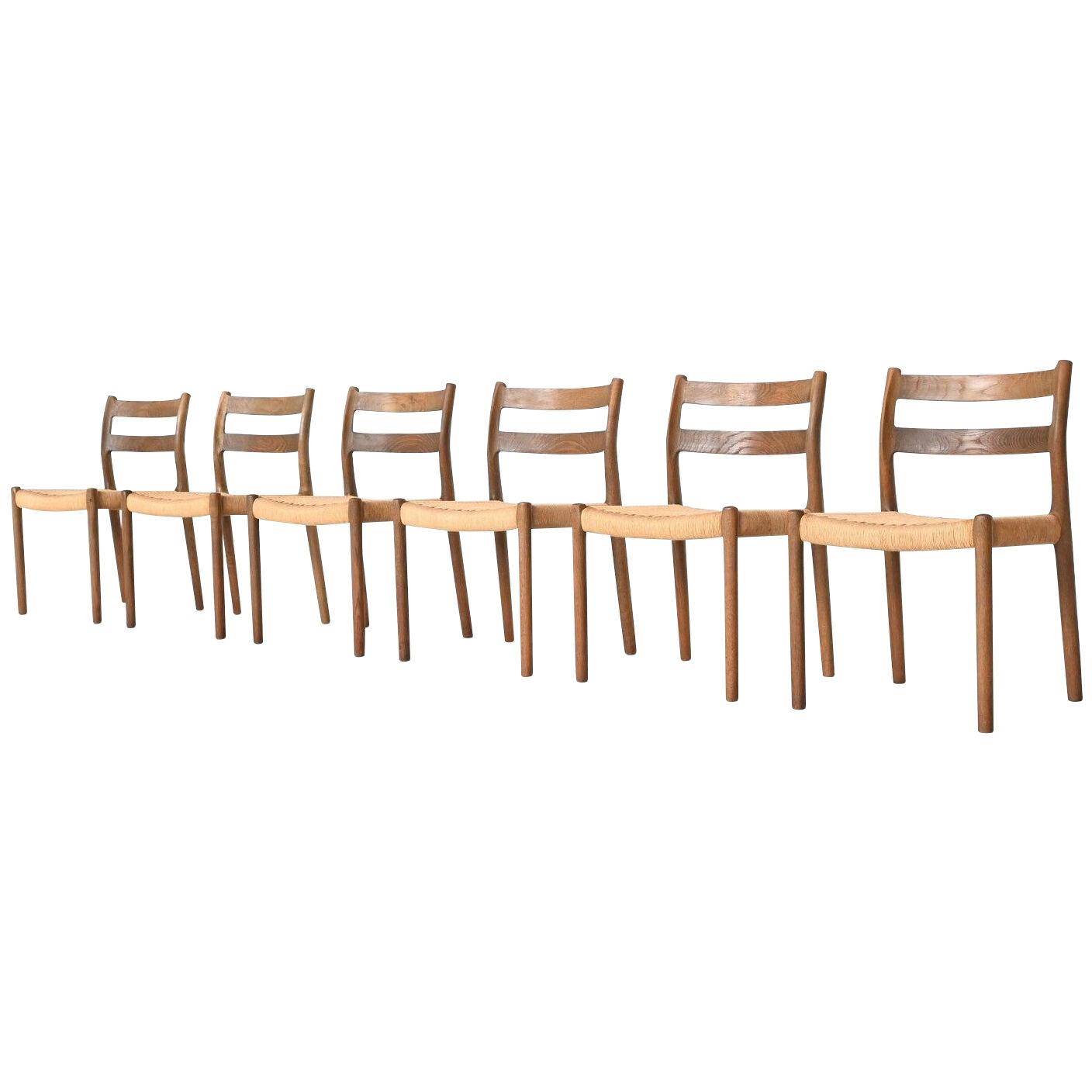 Niels Otto Moller dining chairs model 84 oak wood Denmark 1960