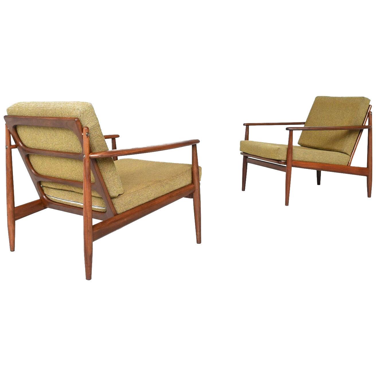 Pair of Scandinavian lounge chairs teak wood Denmark 1960