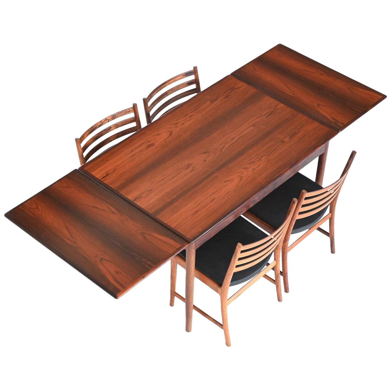 Scandinavian extendable dining table rosewood Denmark 1960