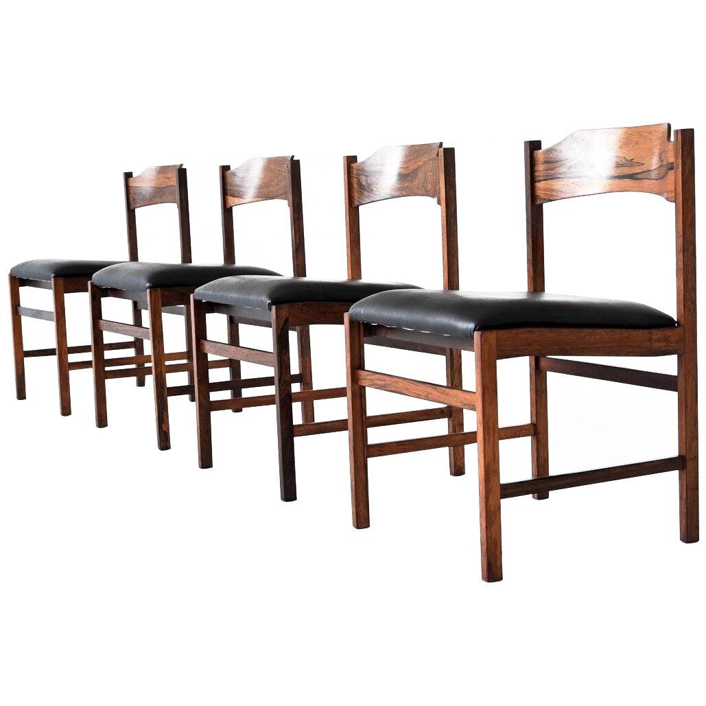 Set of four Gianfranco Frattini style rosewood dining chairs Italy 1960