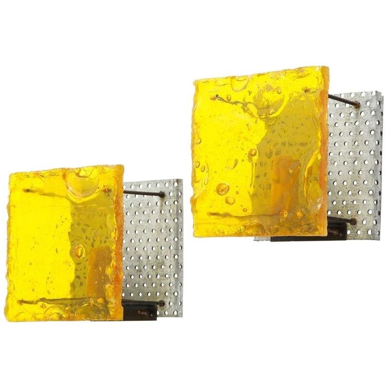 Pair of French Geometric Fractal Resin Sconces