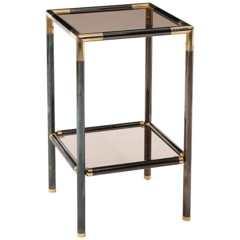Gunmetal and Brass Side Table, France, 1970s