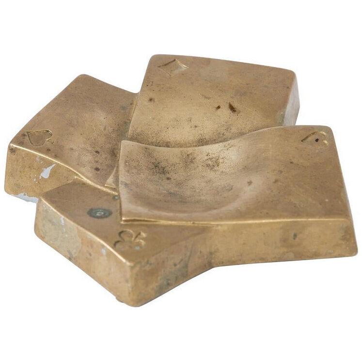 Brass Card Game Aces Dish Vide-Poche, France, 1960's