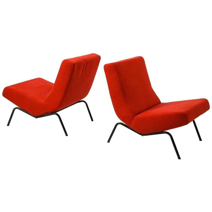 Pair Of Red Pierre Paulin CM 195 Chairs, Netherlands 1960's