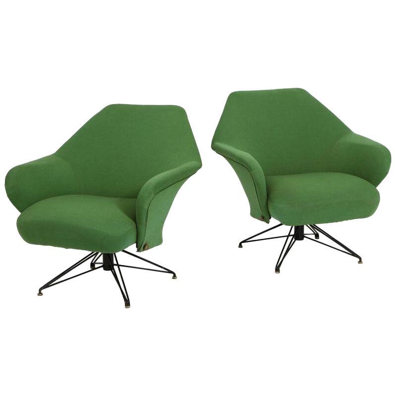 Pair of Osvaldo Borsani Green P32 Chairs for Tecno, Italy, 1950s
