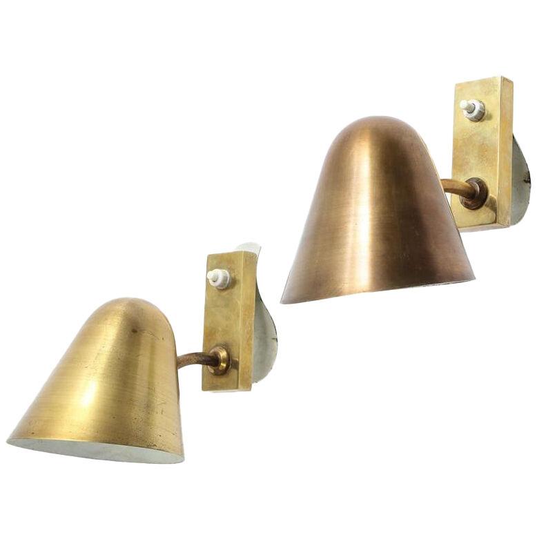 Pair of Brass & Bronze Adj. Sconces by Jacques Biny for Lita, France 1950s