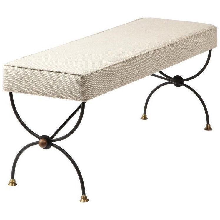 Neoclassical Wrought Iron & Bronze Bench, France, 1950's