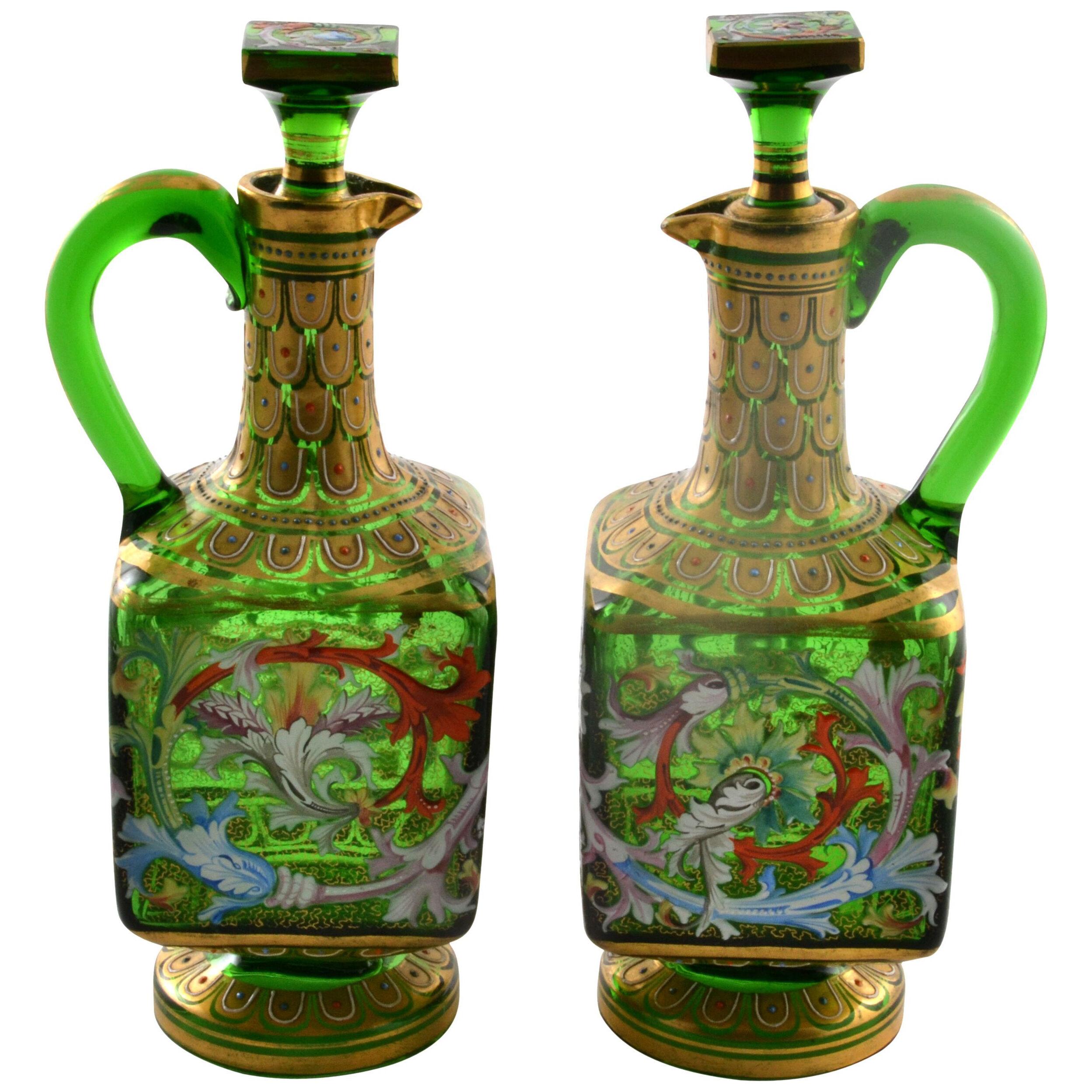 Moser Pair of Cruets – Decanters by Meyr Neffe c.a. 1885