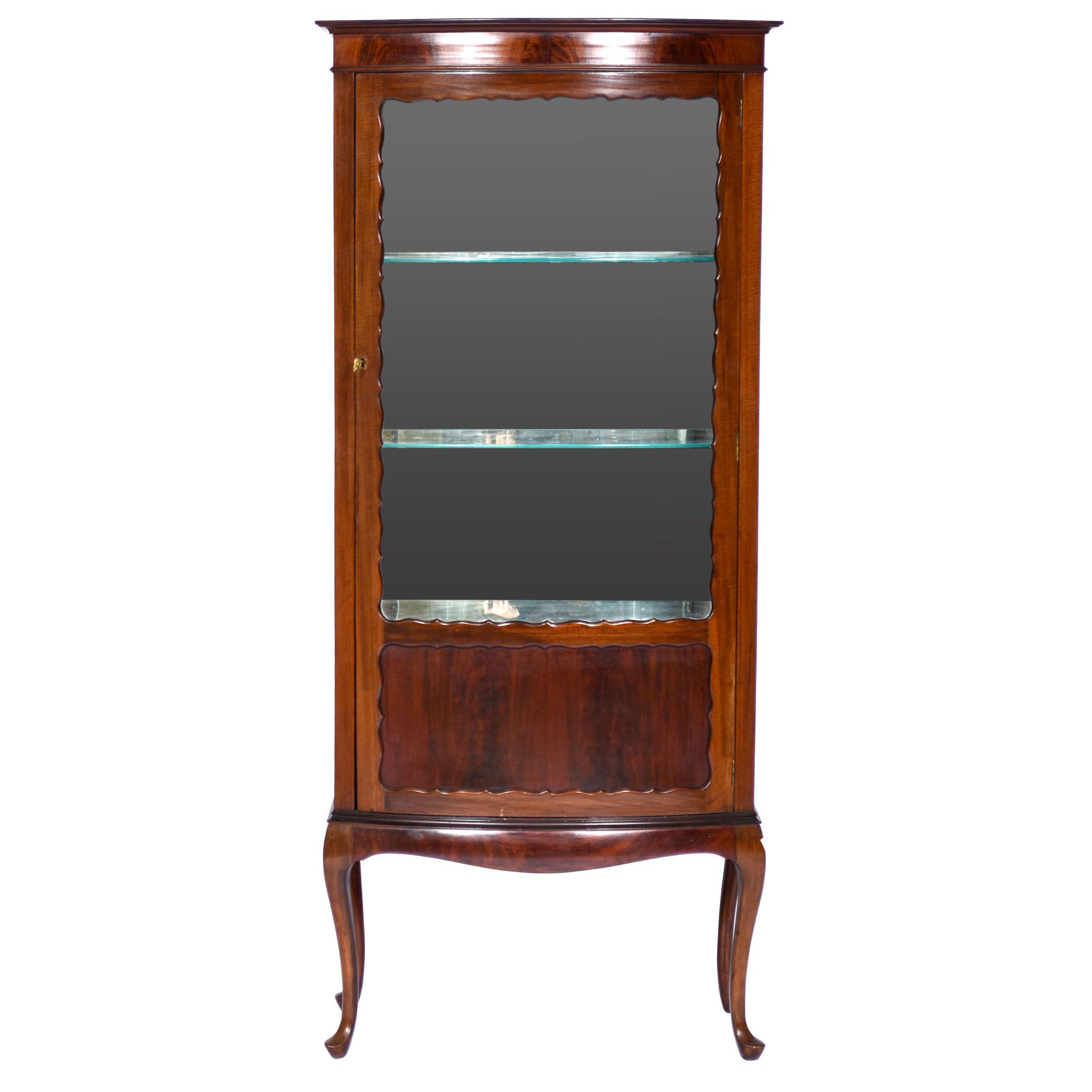 Antique Display Cabinet Queen Anne Style Walnut England C.A. 1900’s