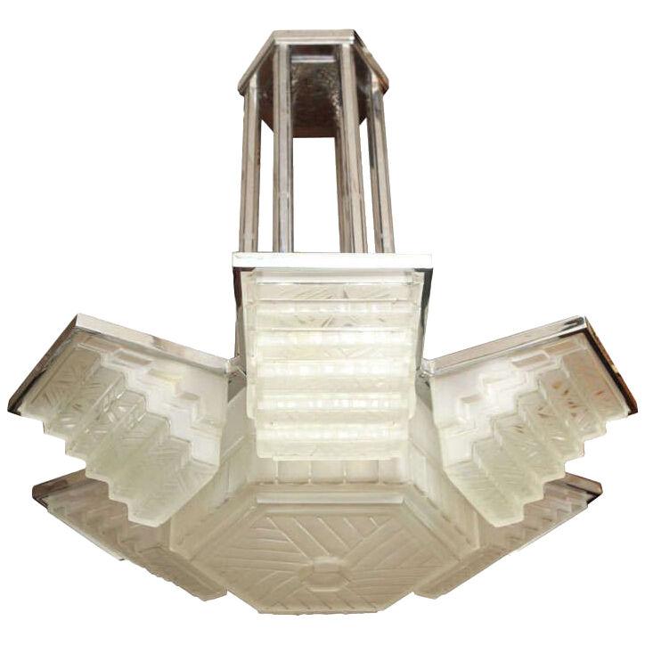 Large Art Deco Chandelier by Sabino