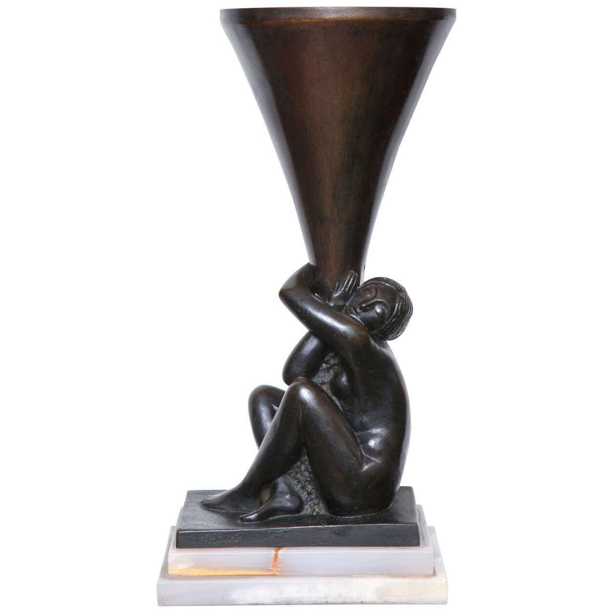 Georges Tribout Bronze Figural Table Lamp