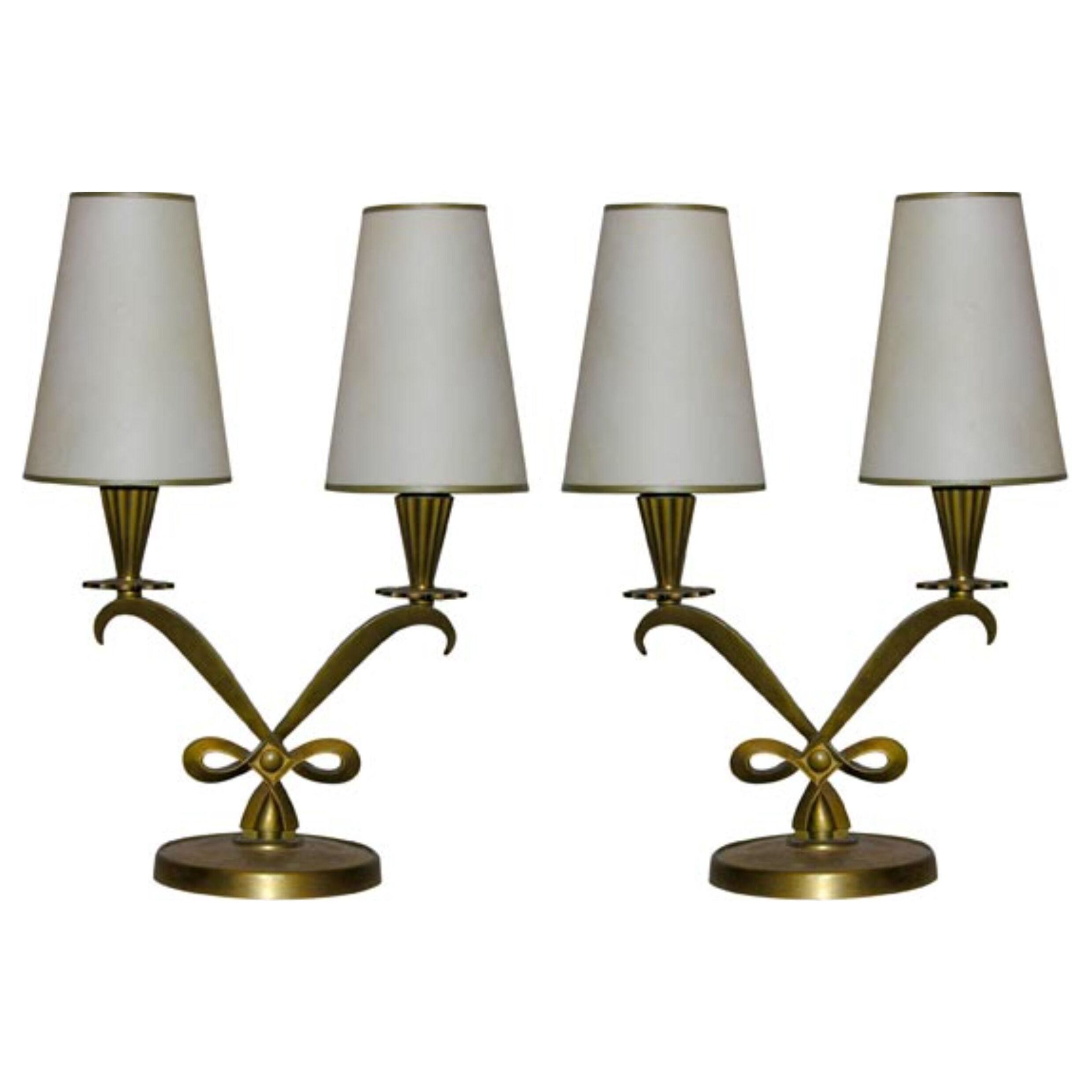 Pair of French Art Deco Table Lamps by Genet et Michon