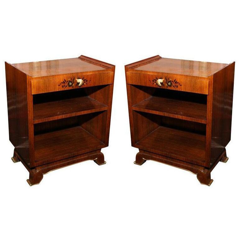 Jules Leleu Pair of French Art Deco Side Tables