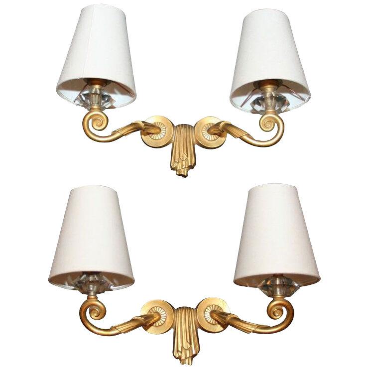 Pair of "Draperie" Wall Sconces by Jules Leleu