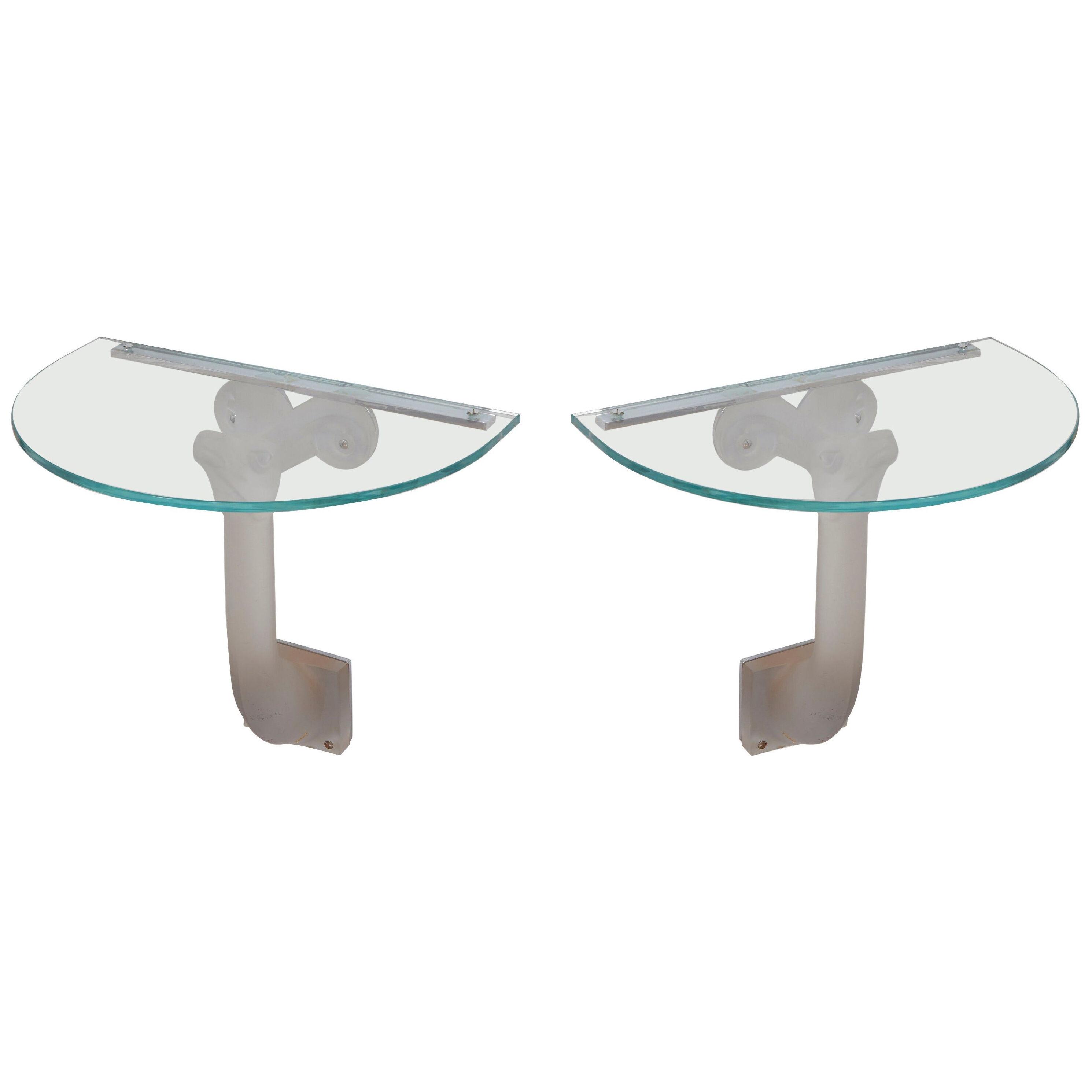 Lalique Glass Consoles or Side Tables or Night Tables