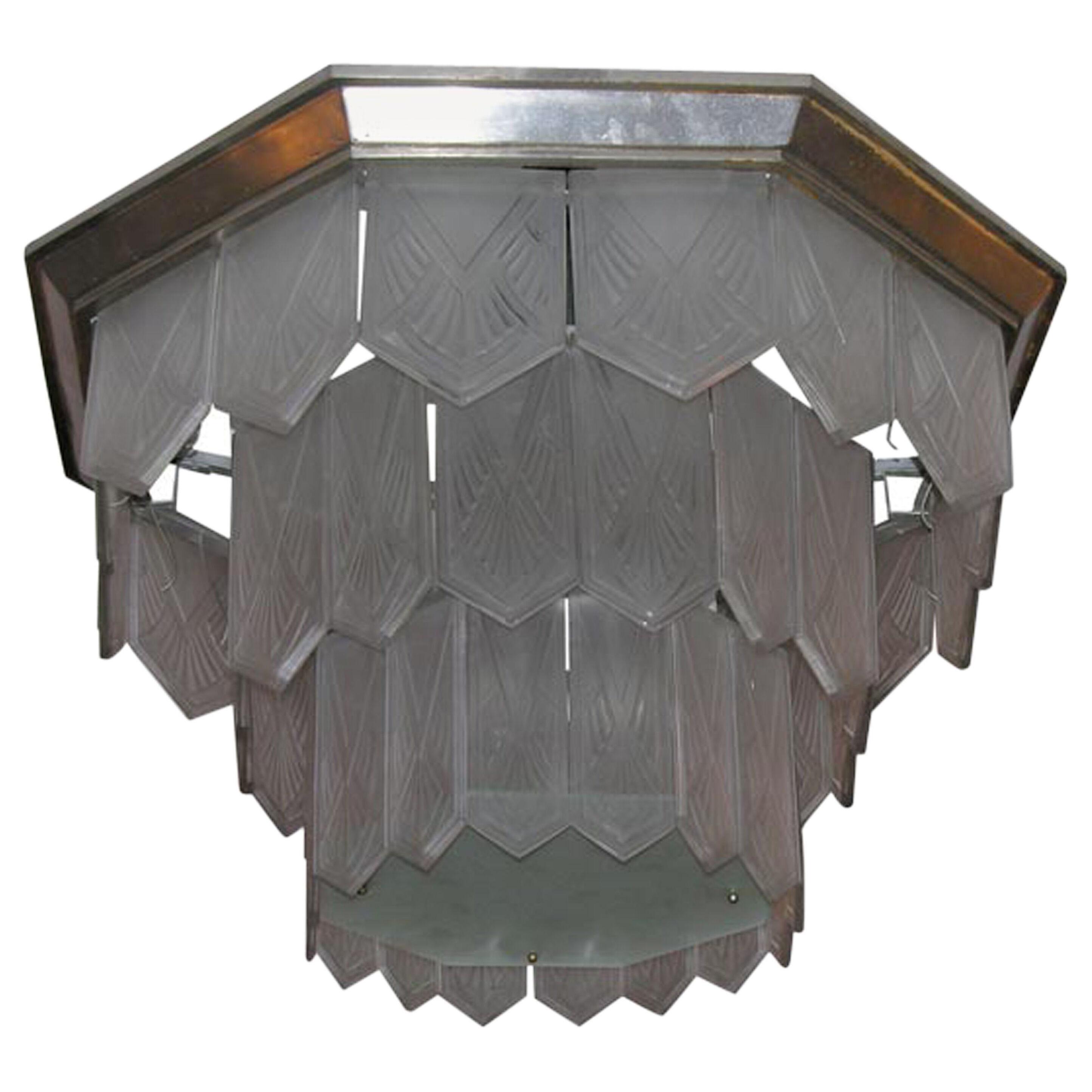 French Art Deco Chandelier by Sabino