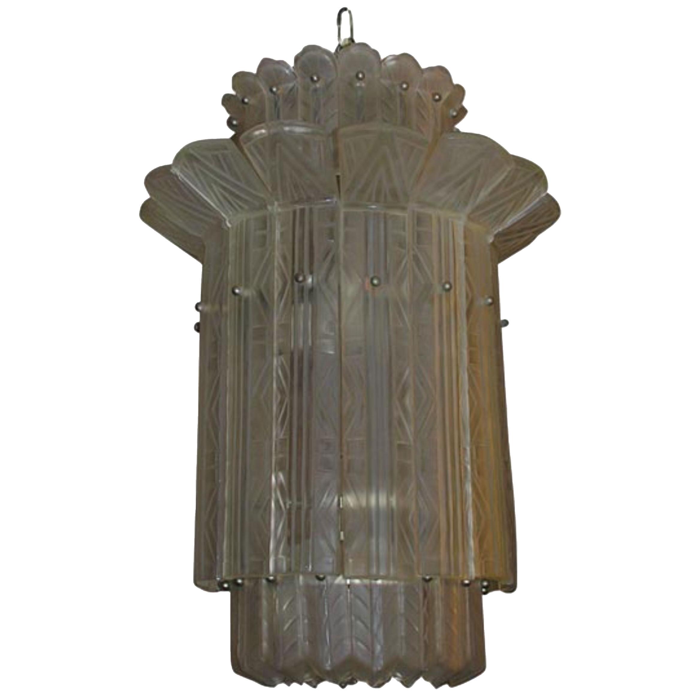 French Art Deco Chandelier by Sabino