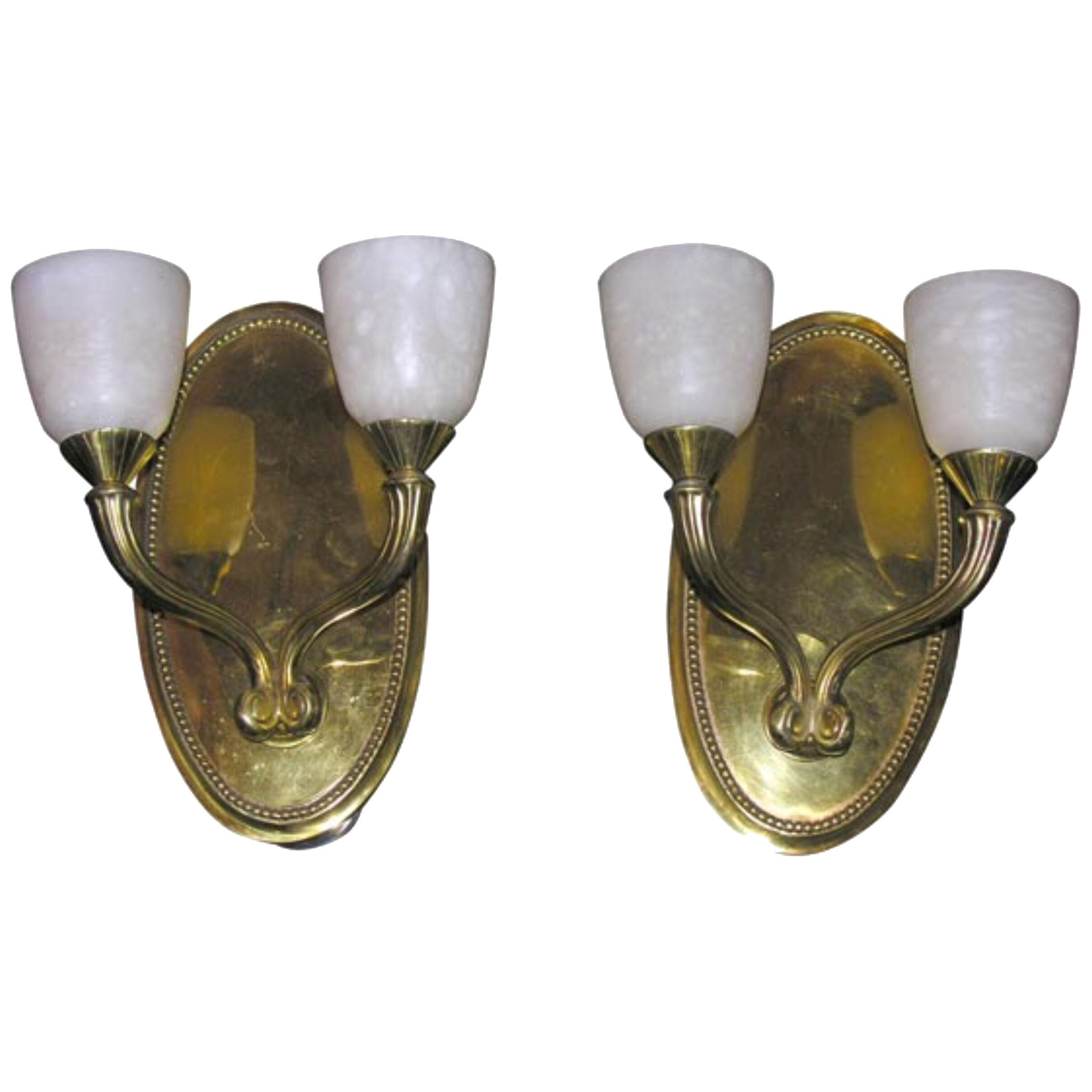 Pair of Deco-Style Two-Branch Wall Sconces