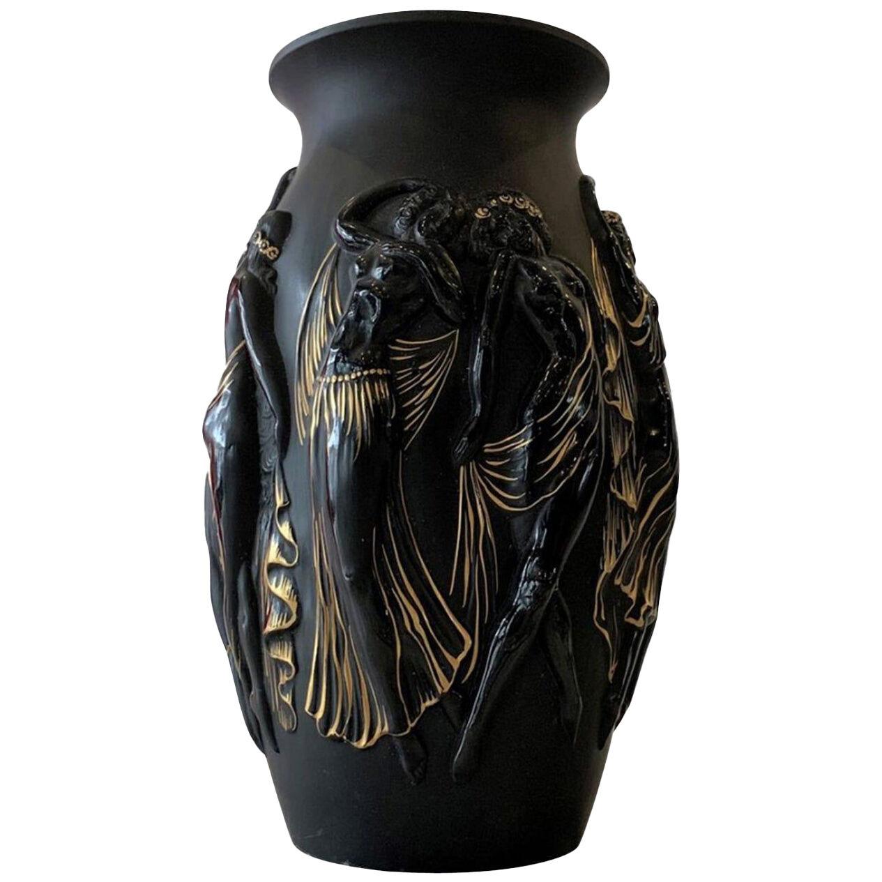 Sabino Black Vase "La Gaieté"