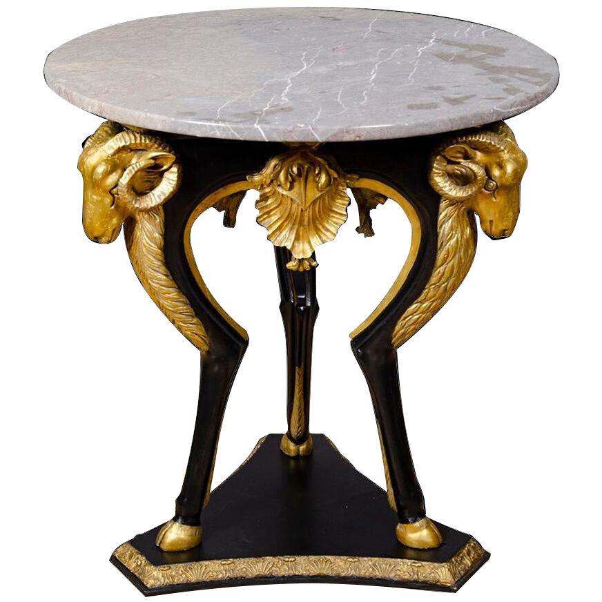 Swedish Neoclassical Ebonized and Giltwood Center Table
