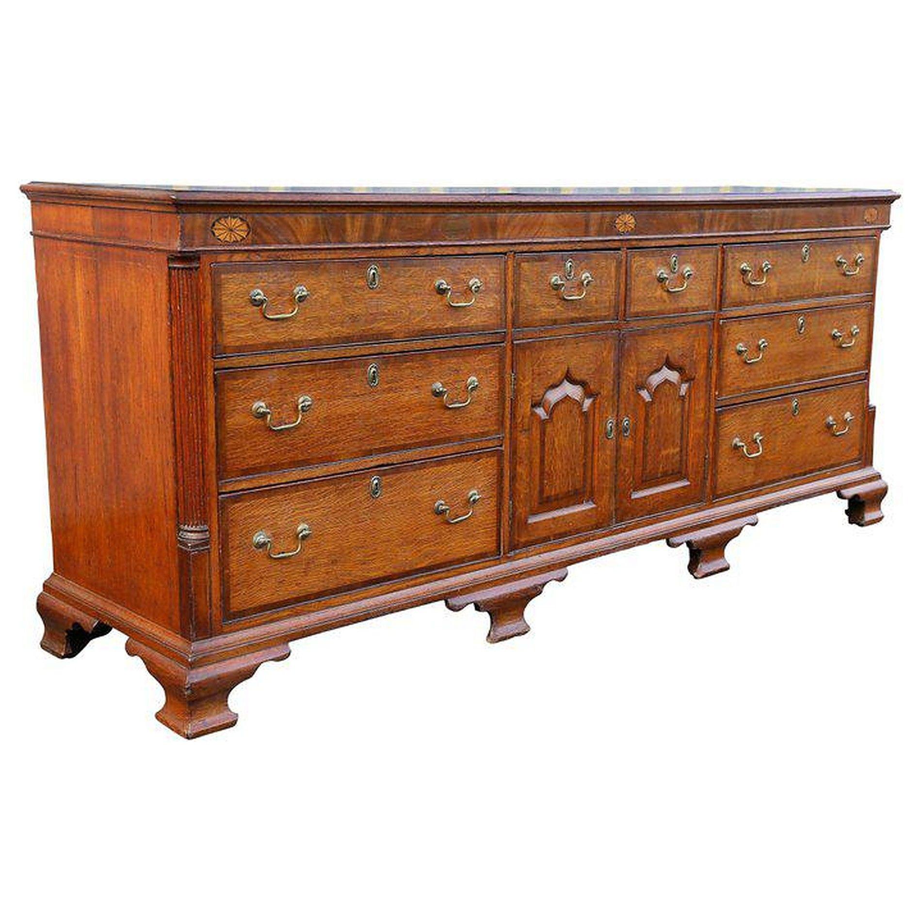 George III Oak and Mahogany Dresser or Sideboard