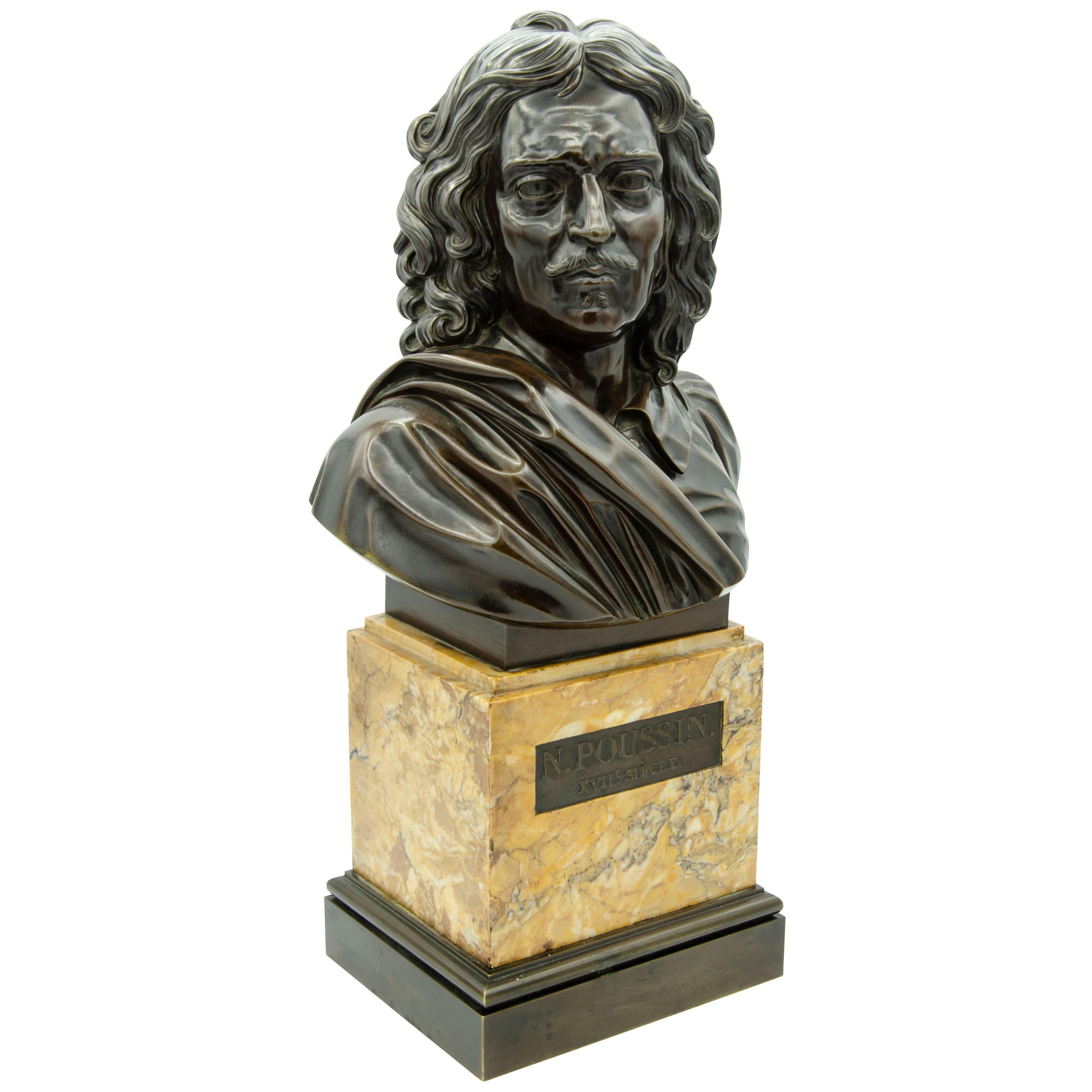 French Bronze Bust of Nicholas Poussin