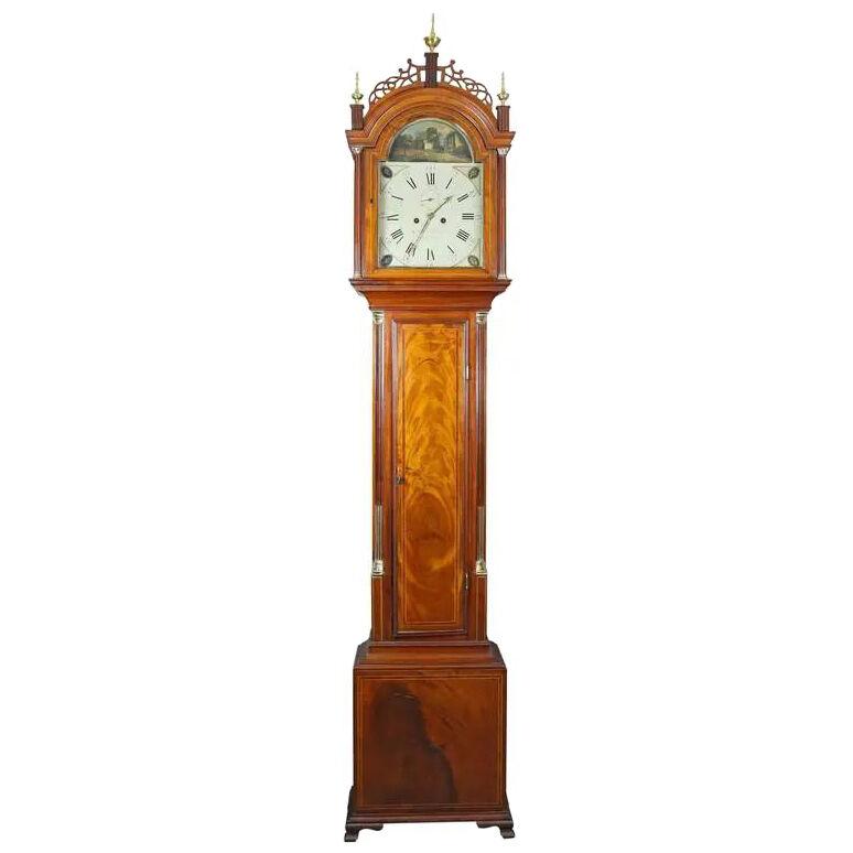 Federal Mahogany Tall Case Clock by Aaron Willard