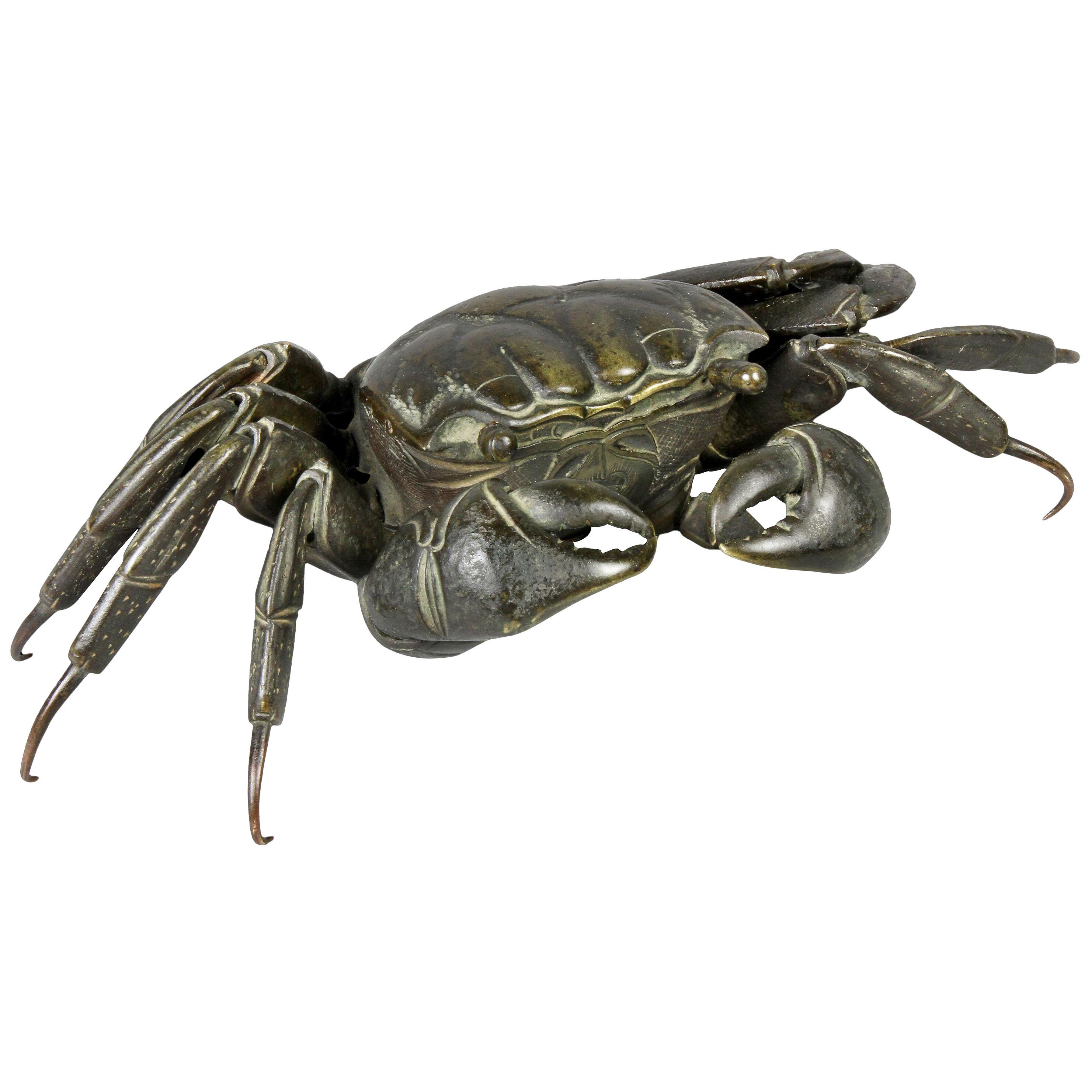 Japanese Meiji Articulated Bronze Crab