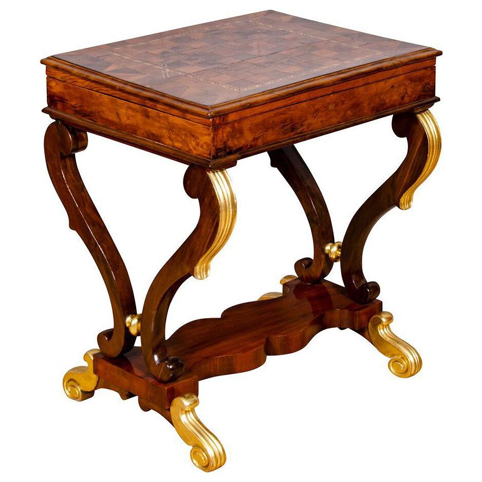 Baltic Neoclassic Yew Wood Games Table