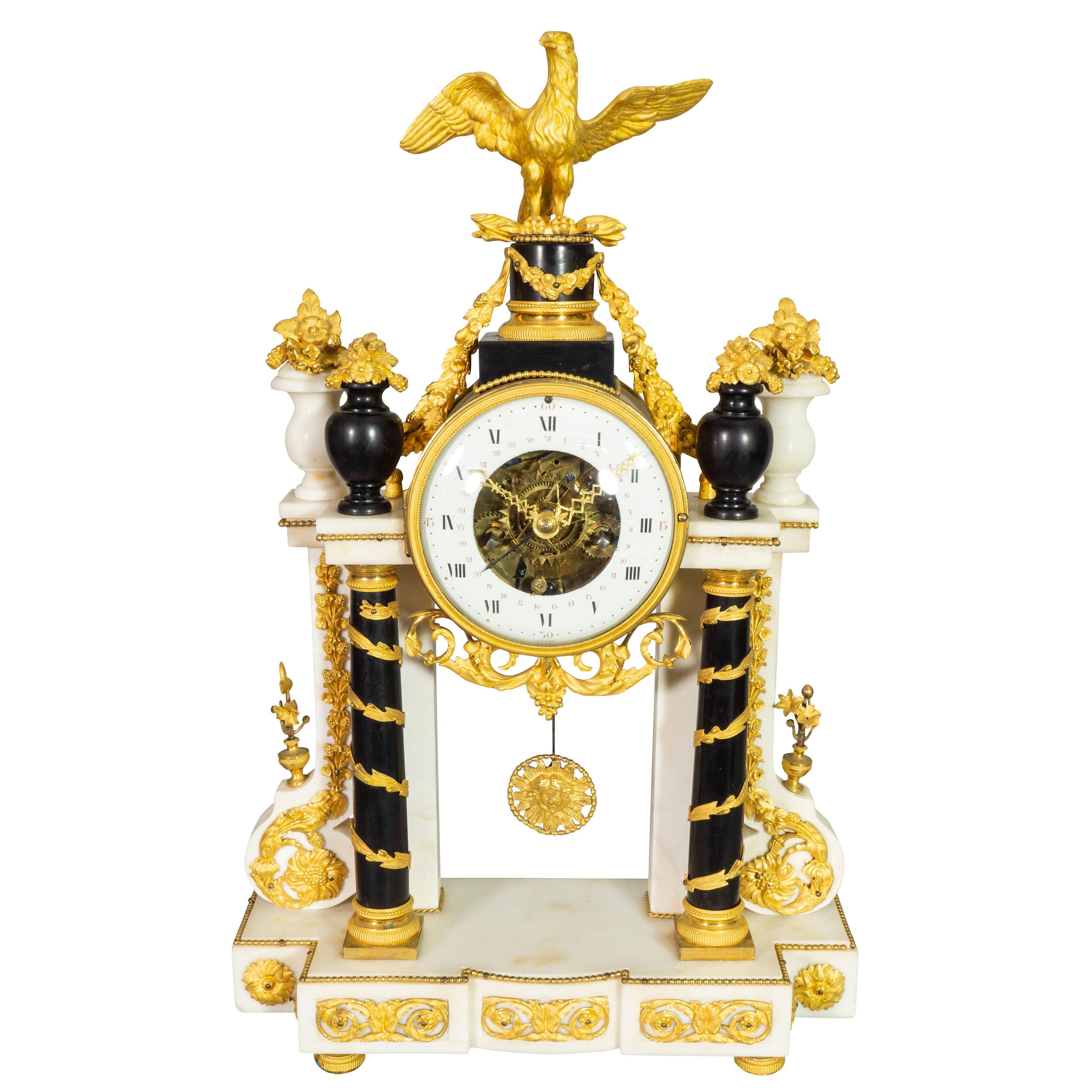Louis XVI Marble And Ormolu Portico Clock