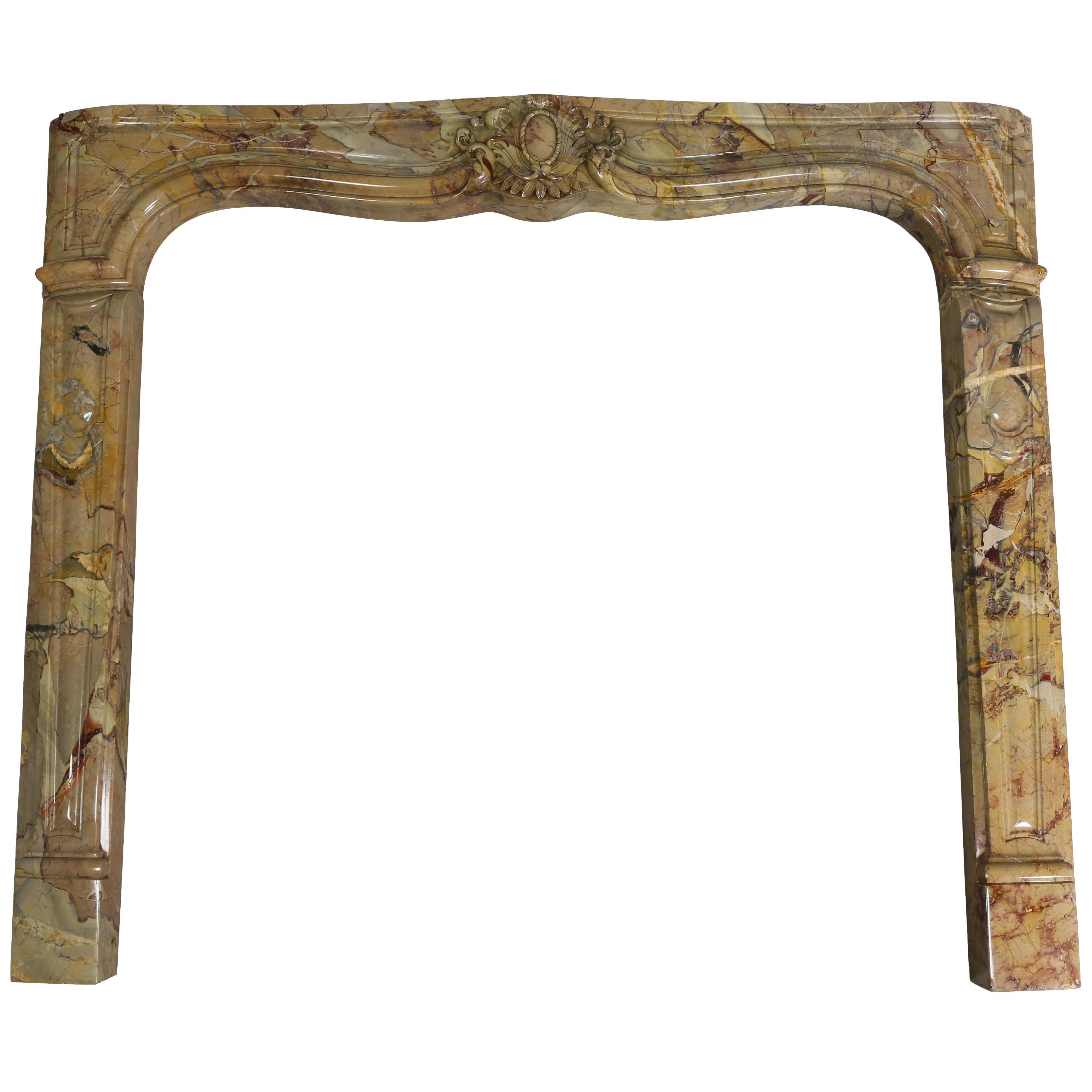 Louis XV Style Sarrancolin Framboise Marble Mantlepiece