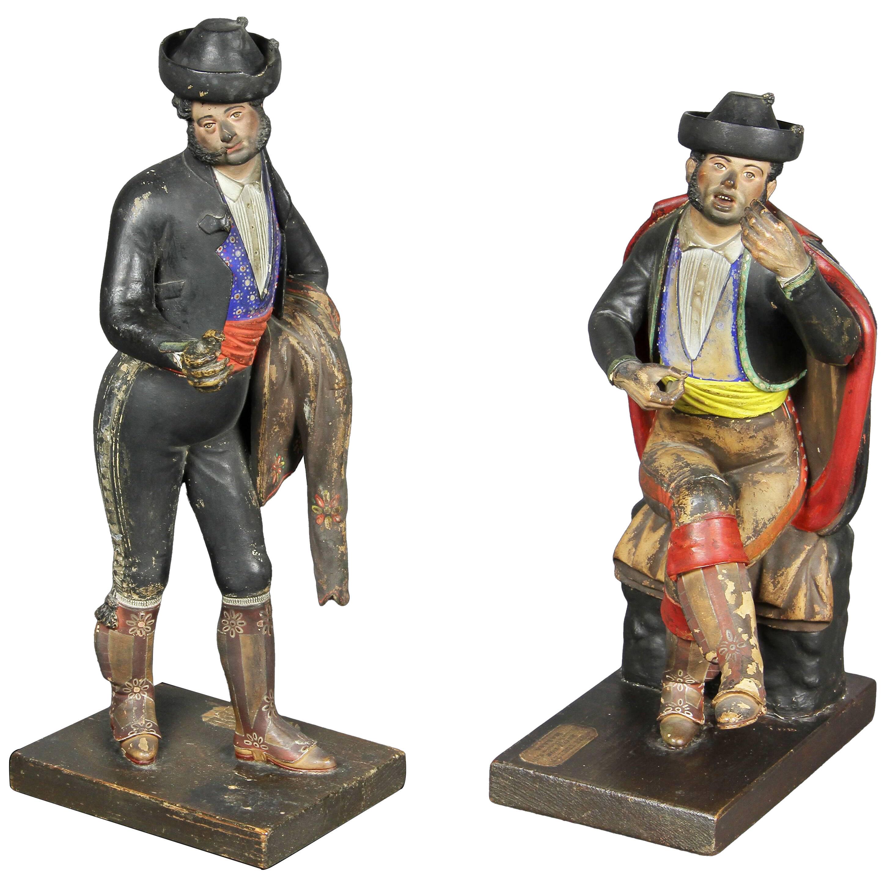 Spanish Polychrome Terracotta Creche Figures, Malaga - a Pair