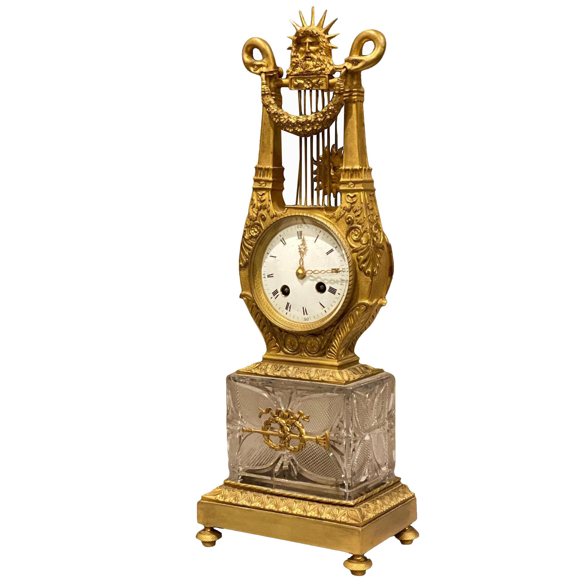 Charles X Cut Glass and Ormolu Mantle Clock